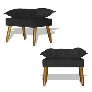 Kit 02 Puff Decorativo Opala - Preto Preto