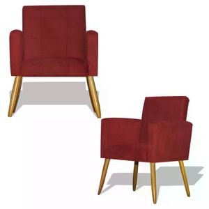 Kit 02 Poltrona Decorativa Nina - Vermelho Vermelho
