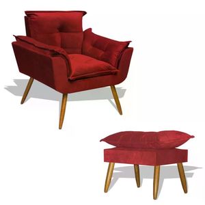 Kit Poltrona Opala Com Puff Opala - Vermelho Vermelho