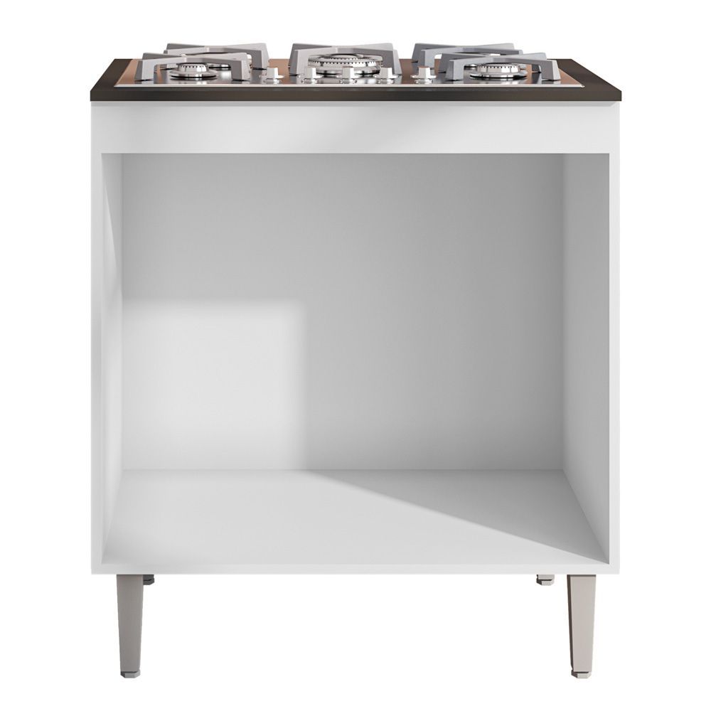 Balcão Pia 100Cm E Armário Para Cooktop Branco Continental