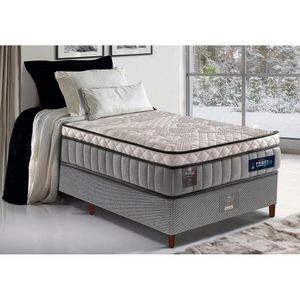 Cama Box Solteiro Colchão Euro Pillow + Box 88x188x70 Molas Ensacadas Cama Inbox Frost Thermogel