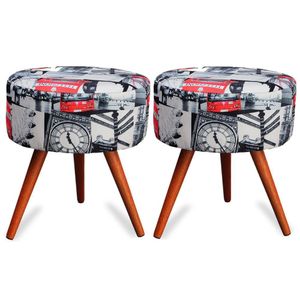 Kit 2 Puff Cama Inbox Londres Redondo Com Pés Em Madeira Maciça Tecido Suede