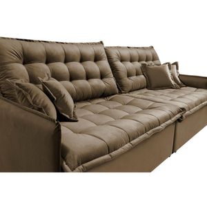 Sofá Sem Caixa Retrátil Reclinável 2,75m Cama Inbox Versátil Com Pillow Top E Molas Velusoft Castor