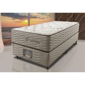 Cama Box Solteiro Colchão Euro + Box 88x188x71 Molas Ensacadas Cama Inbox Ocean Bege