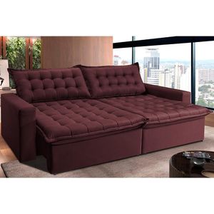 Sofá Retrátil Reclinável E Cama 2,15m Cama Inbox Flex Suede Velusoft Vinho