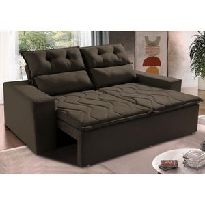 Sofá Retrátil E Reclinável 1,50m Cama Inbox Smal Com Bordado Pantográfico Suede Café