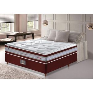 Conjunto Cama Box Casal De Molas Ensacadas D33 Cama Inbox Select Firme 138x188x71 Vinho