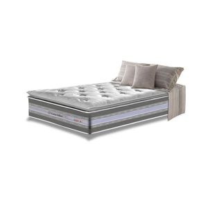 Colchão Solteiro De Molas Ensacadas D33 Com Pillow Top Cama Inbox Select 88x188x32 Cinza