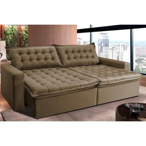 Sofá Retrátil Reclinável E Cama 2,15m Cama Inbox Flex Suede Velusoft Castor