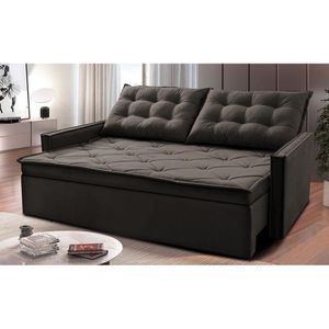 Sofá Sem Caixa Retrátil E Reclinável 1,85m Cama Inbox Studio Suede Velusoft Café