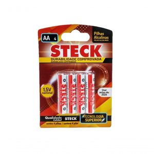 Pilha Steck Alcalina Aa 4Pcs Blister