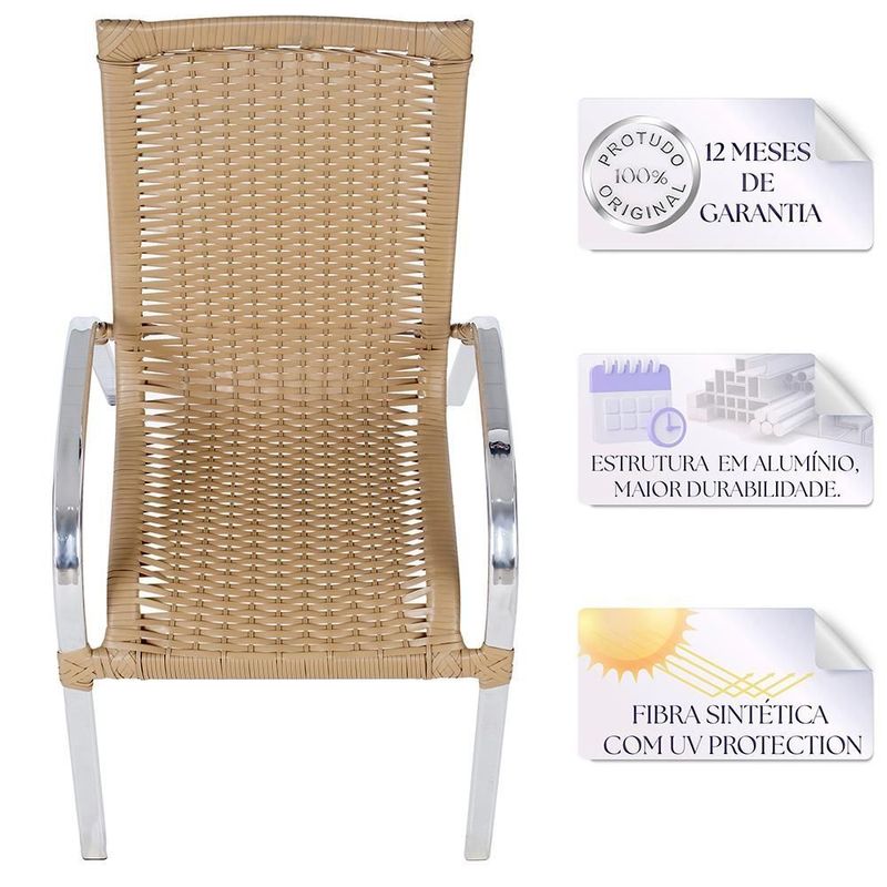 Jogo De 2 Cadeiras De Area Colombia E 1 Mesa Baixa Colombia Em Aluminio E  Fibra Sintetica