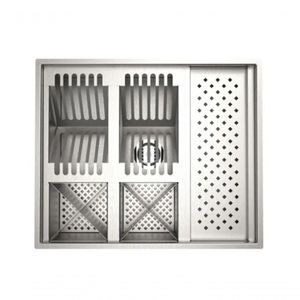 Calha Quadrada Gourmet Canal Organizador Escorredor Inox 58X48Cm
