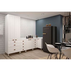 Cozinha Modulada 4Peças c/Tampo Cristal branco polar c/branco