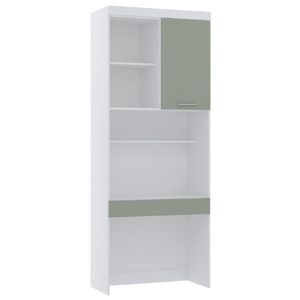 Bancada De Estudos Modulada 90cm 1 Porta Alpes Luciane Móveis Branco Pf Com Verde Pf