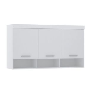 Armário Aéreo Maleiro Modulado 145cm 3 Portas Alpes Luciane Móveis Branco Pf Com Branco Pf