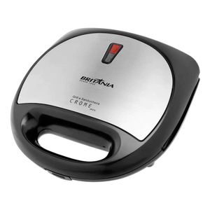 Sanduicheira E Grill Crome 2 Pães Britânia Aço Escovado E Preto 110v
