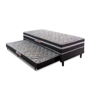 Cama Box Solteiro Com Cama Auxiliar 88X188X41Cm Cinza/Preto