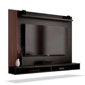 Painel Para Tv Até 50 Polegadas Dijon Ripado C/ Prateleira Preto Naturale