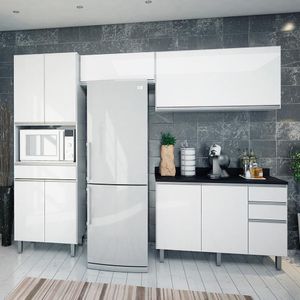 Armário Cozinha Completa Top Class 4 Peças Com Balcão Branco Branco