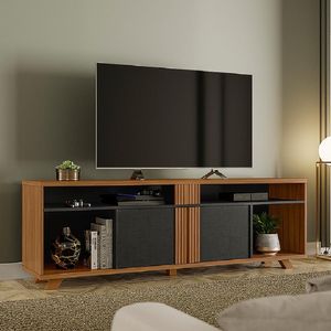 Rack Bancada Para Tv Até 70 Polegadas 1,80M Nt 1290 Preto / Freijó Fre Pre