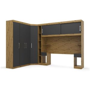 Guarda Roupas Modulado De Casal 1,38 Com Cabeceira Genova Plus 6 Portas 4 Gavetas Ypê / Grafite