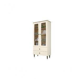 Cristaleira Liz 02 Portas Off White/Nature - Henn