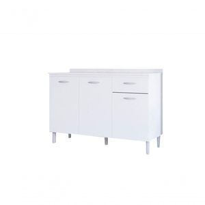 Balcão 120 Cm 3 Portas 1 Gaveta Branco - Poquema
