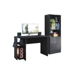 Jogo De Quarto Gamer Com Mesa Para Computador E Estante Preto - Fdecor