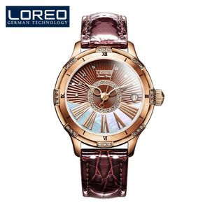 Relógio Feminino De Luxo Loreo 1101 à Prova D'água Ouro