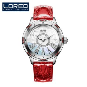 Relógio Feminino De Luxo Loreo 1101 à Prova D'água Vermelho Claro