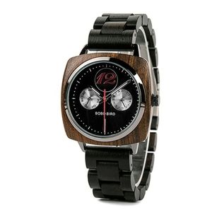 Relógio Masculino Bobo Bird Gs006 À Prova D'Água Preto