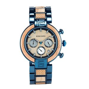 Relógio De Pulso Masculino Bobo Bird Wt15 À Prova D'Água Azul
