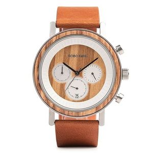 Relógio De Madeira Bobo Bird W*R01 Aço Inoxidável À Prova D'Água W-R01-2 Sim