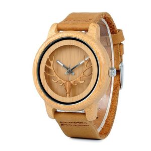 Relógio De Pulso De Bambu Masculino Bobo Bird A27 Não À Prova D' Água