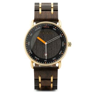 Relógio De Pulso Madeira Masculino Bobo Bird Gt059 À Prova D'Água Ouro Sim