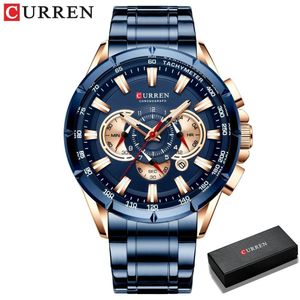 Relógio Masculino Curren 8363 À Prova D'Água Azul