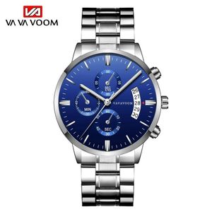 Relógio Masculino Aço Inoxidavel Va Va Voom Va-214 À Prova D'Água Azul