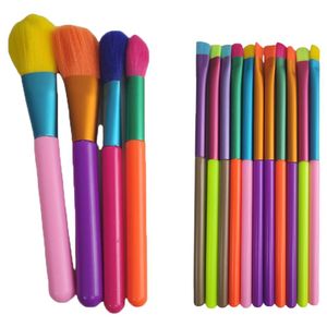 Pincel 15 Peças Maquiagem Neon Portatil Makeup Profissional