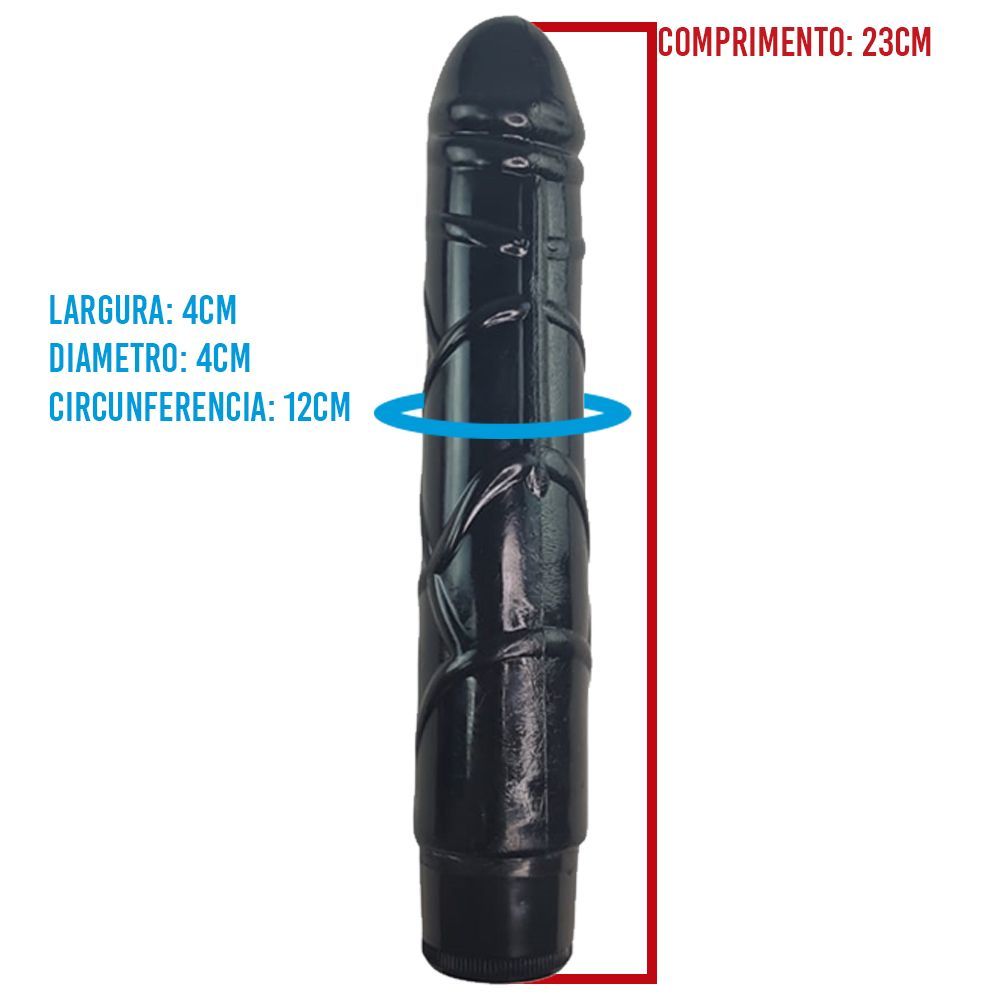 Penis Dildo Vibrador Preto 23cm Multi Velocidade - WebContinental