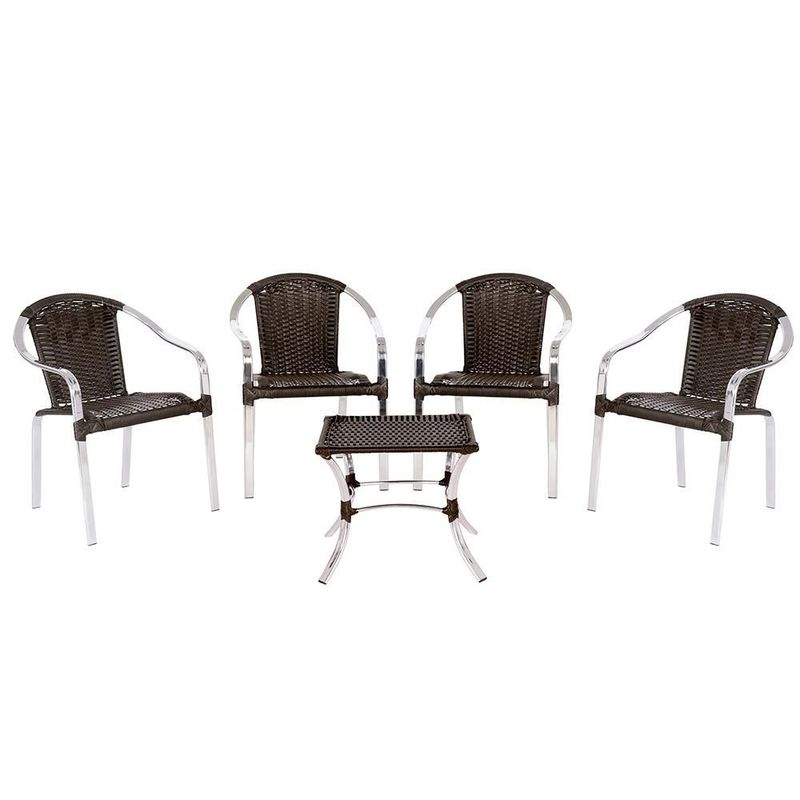 Jogo De 2 Cadeiras De Area Colombia E 1 Mesa Baixa Colombia Em Aluminio E  Fibra Sintetica