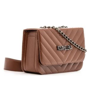 Bolsa Pequena Transversal Com Alça De Corrente Marrom