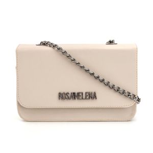 Bolsa Clutch Feminino Pequena Lisa Em Metal E Alça Fixa Bege