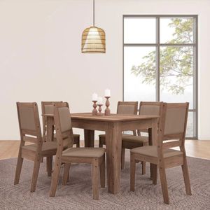 Conjunto Sala De Jantar 1,35 Com 6 Cadeiras Amêndoa 73B