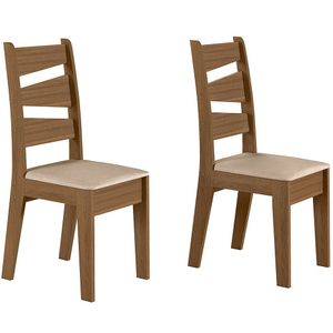 Conjunto Com 02 Cadeiras De Jantar Itália Cedro Gold 51C