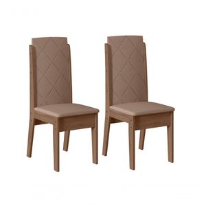 Conjunto Com 02 Cadeiras De Jantar Luanda Amêndoa 73B
