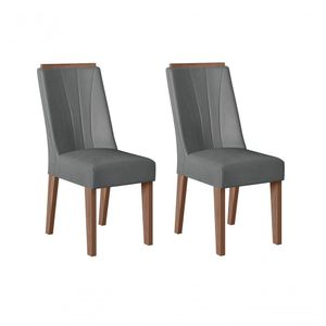 Conjunto Com 02 Cadeiras De Jantar Polônia Amêndoa 03A