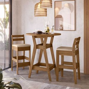 Conjunto Mesa Bistrô Com 2 Banquetas Cedro Gold 51C