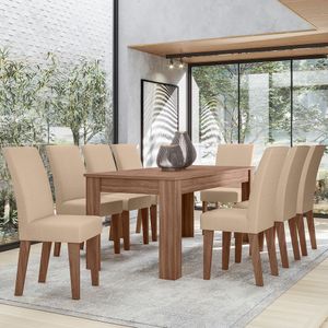 Conjunto Sala De Jantar 1,85 Com 8 Cadeiras Amêndoa 51