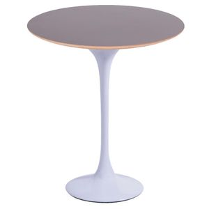 Mesa Lateral Oval Fórmica Preta 57x38cm - Base Branca